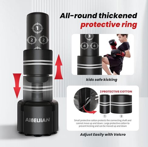 Freestanding Adjustable Punching Bag for Adults - 69" | Black Free Standing Training Heavy Bag with Suction Cup Base | Ideal for Martial Arts, Boxing, Kickboxing and Cardio Workouts in Saudi Arabia