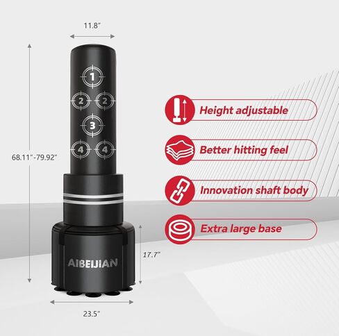 Freestanding Adjustable Punching Bag for Adults - 69" | Black Free Standing Training Heavy Bag with Suction Cup Base | Ideal for Martial Arts, Boxing, Kickboxing and Cardio Workouts in Saudi Arabia