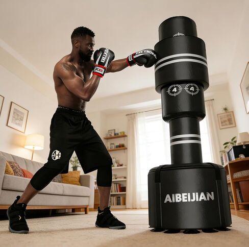 Freestanding Adjustable Punching Bag for Adults - 69" | Black Free Standing Training Heavy Bag with Suction Cup Base | Ideal for Martial Arts, Boxing, Kickboxing and Cardio Workouts in Saudi Arabia