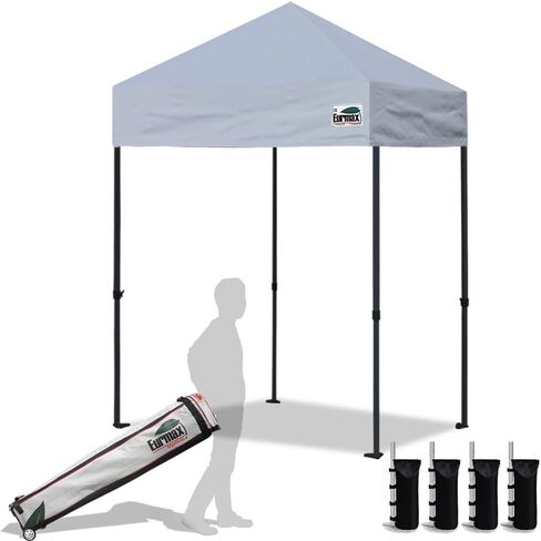 خيمة مظلة منبثقة مقاس 10 × 10 أقدام من Eurmax USA NOMATTER لشخص واحد، مظلة مأوى محمولة للمناسبات الخارجية، مظلات فورية، مظلة شمسية مؤقتة، 4 أكياس رمل إضافية (أبيض) in Kuwait