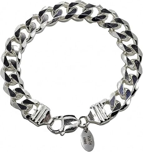925 Sterling Silver Cuban Link Chain, Italian-Made Solid Chain Bracelet and Necklace for Men & Women - (Premium Leather Gift Box Included) in Kuwait