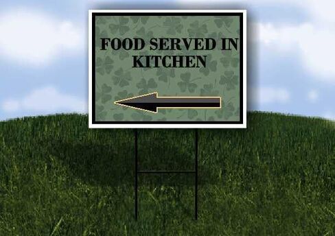 Food Served In Kitchen St. Patrick'S Day Irish Dark Clover Up Arrows A-Frame Single Sided 23x23 in. sign in Saudi Arabia
