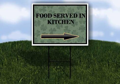 Food Served In Kitchen St. Patrick'S Day Irish Dark Clover Up Arrows A-Frame Single Sided 23x23 in. sign in Saudi Arabia