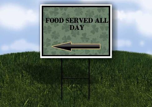 Food Served All Day St. Patrick'S Day Irish Dark Clover Up Arrows A-Frame Single Sided 23x23 in. sign in Saudi Arabia