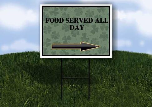 Food Served All Day St. Patrick'S Day Irish Dark Clover Up Arrows A-Frame Single Sided 23x23 in. sign in Saudi Arabia