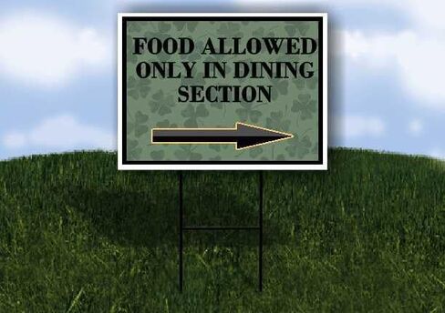 Food Allowed Only In Dining Section St. Patrick'S Day Irish Dark Clover Directional Arrows A-Frame Double Sided 23x23 in. sign in Saudi Arabia