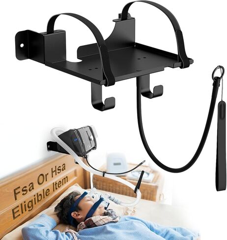 رف تثبيت على الحائط CPAP متوافق مع ResMed AirSense 11 مع حامل خرطوم CPAP بزاوية قابلة للتعديل وخطاف لأنبوب وقناع CPAP [تجنب تشابك الخرطوم]، حامل لوازم CPAP لتنظيم جانب السرير in Saudi Arabia