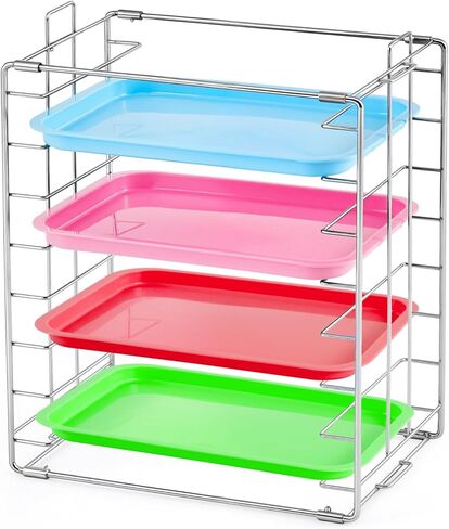 Moxweyeni Instrument Tray Rack Dental Instruments Organizer Chrome Tray Rack for Size B Trays and Lids, Holds 8 Trays in Saudi Arabia