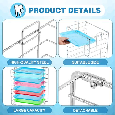 Moxweyeni Instrument Tray Rack Dental Instruments Organizer Chrome Tray Rack for Size B Trays and Lids, Holds 8 Trays in Saudi Arabia