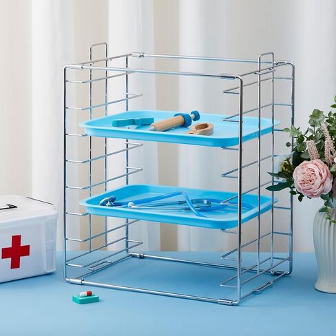 Moxweyeni Instrument Tray Rack Dental Instruments Organizer Chrome Tray Rack for Size B Trays and Lids, Holds 8 Trays in Saudi Arabia