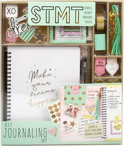 STMT D.I.Y. مجموعة Sketch & Journal Set ، مؤلف دفتر غير مبني من 200 صفحة ، يتضمن 10 أقلام هلام ، وملصقات ثلاثية الأبعاد ، وحقائب التخزين ، وكرات رسم ومذكرات لطيف ، و Girls Journal Kit in Kuwait