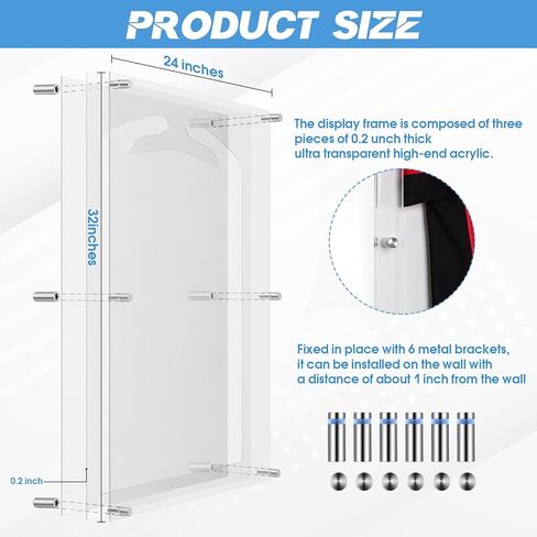 Thyle 32" x 24" Large Sports Jersey Display Case UV Protection Acrylic Wall Mount Display Frame for Football Hockey Basketball Baseball Uniforms Oversized Memorabilia Shadow Box Gift for Fans in Saudi Arabia