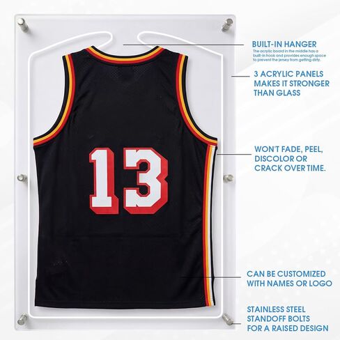 Thyle 32" x 24" Large Sports Jersey Display Case UV Protection Acrylic Wall Mount Display Frame for Football Hockey Basketball Baseball Uniforms Oversized Memorabilia Shadow Box Gift for Fans in Saudi Arabia