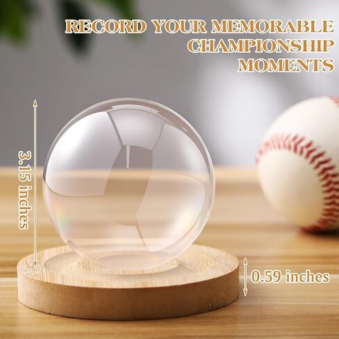 4 Pack Baseball Display Cases with Wooden Base, Clear Plastic Ball Holders for Autographed Baseballs, Round Display Stands Box Protector for Sports Memorabilia Collection & Gifts in Saudi Arabia