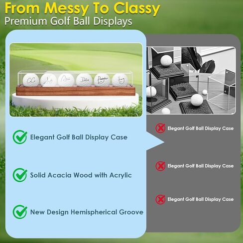 Acrylic Golf Ball Display Case - UV Protected Clear Display Box for 6 Golf Balls, Solid Wood Desktop Golf Decor for Office, Home, Man Cave - Memorabilia Display Holder (Golf Balls Not Included) in Saudi Arabia