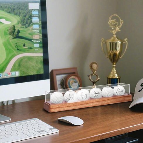 Acrylic Golf Ball Display Case - UV Protected Clear Display Box for 6 Golf Balls, Solid Wood Desktop Golf Decor for Office, Home, Man Cave - Memorabilia Display Holder (Golf Balls Not Included) in Saudi Arabia