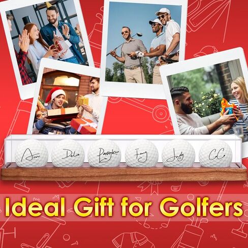 Acrylic Golf Ball Display Case - UV Protected Clear Display Box for 6 Golf Balls, Solid Wood Desktop Golf Decor for Office, Home, Man Cave - Memorabilia Display Holder (Golf Balls Not Included) in Saudi Arabia