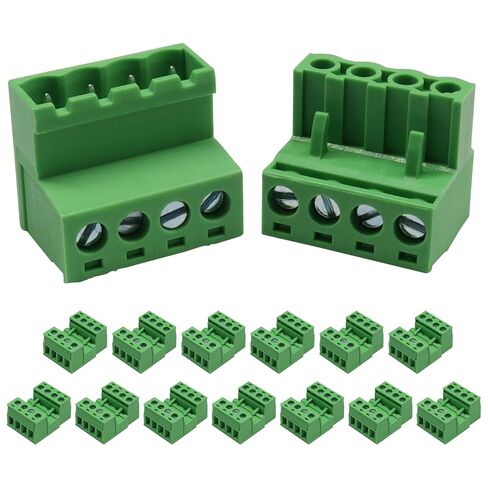 15Pcs 4 Pin Screw Terminal Block Connector Kit, 5.08mm Pitch Pluggable with 4 Pin Phoenix Plug 300V 15A for 24-12AWG Cable in Saudi Arabia
