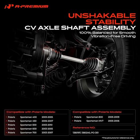 A-Premium CV Axle Shaft Assembly Compatible with Polaris Sportsman 400/450/500/600/700/800/MV7, 2003-2010, Rear Left or Right, Replace# 1380197, 1380240 in Kuwait