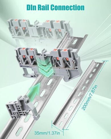 ST2-2.5/2x2 موصلات طرفية زنبركية مزدوجة DIN كتلة طرفية للسكك الحديدية، موصل أسلاك سلك بدون براغي من النوع PT مع 10 أغطية 10 توقفات نهائية 6 وصلات قفز 56 قطعة in Kuwait
