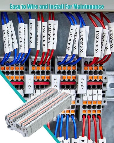 ST2-2.5/2x2 موصلات طرفية زنبركية مزدوجة DIN كتلة طرفية للسكك الحديدية، موصل أسلاك سلك بدون براغي من النوع PT مع 10 أغطية 10 توقفات نهائية 6 وصلات قفز 56 قطعة in Kuwait