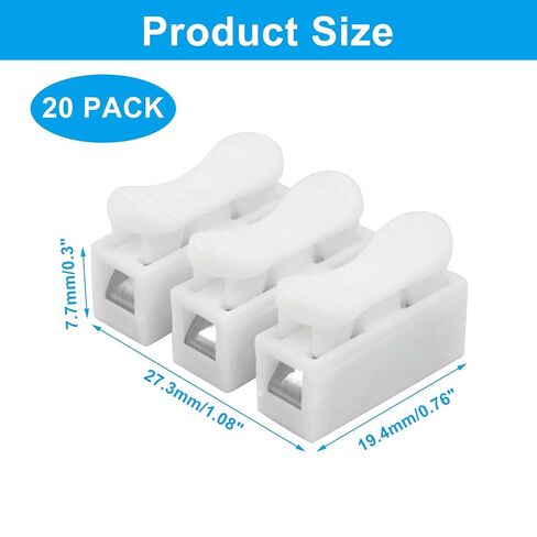 20 قطعة موصل سلك سريع، كتلة طرفية موصل كابل زنبركي CH3، كتلة طرفية من نوع الضغط لتوصيل شريط الضوء LED/الاستخدام الكهربائي in Kuwait