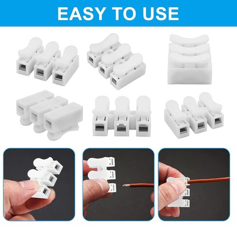 20 قطعة موصل سلك سريع، كتلة طرفية موصل كابل زنبركي CH3، كتلة طرفية من نوع الضغط لتوصيل شريط الضوء LED/الاستخدام الكهربائي in Kuwait