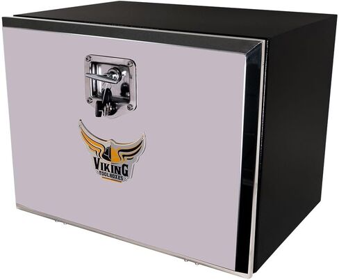 Mytee Products (2 Pack 18"x18"x24" Steel Flatbed Trailer Underbody Tool Box w/Mirror Finish Barndoor Style Single Door & T-Handle Latch Lock - Heavy Duty Side Mount Tool Box for Trailer & Semi Truck in Saudi Arabia