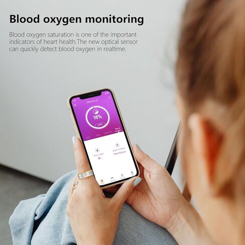 GenXenon Fitness Tracker Smart Ring,Step Counter,Heart Rate Blood Oxygen Sleep Tracker Health Ring, 6ATM Waterproof Long Battery Life Smart Rings Compatible with iOS & Android （Silver US8-3） in Kuwait