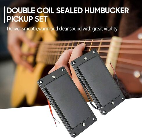 MX0310D 2 قطعة جيتار مختوم هامبوكر التقاطات مزدوجة لفائف الجسر والرقبة مجموعة لاستبدال أجزاء الجيتار الكهربائي LP، مجموعة التقاط هامبوكر صغيرة، بيك اب، أسود in Kuwait