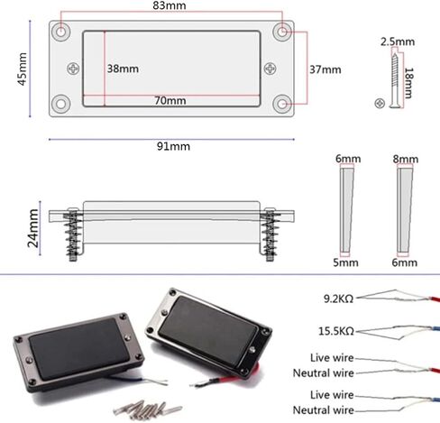 MX0310D 2 قطعة جيتار مختوم هامبوكر التقاطات مزدوجة لفائف الجسر والرقبة مجموعة لاستبدال أجزاء الجيتار الكهربائي LP، مجموعة التقاط هامبوكر صغيرة، بيك اب، أسود in Kuwait