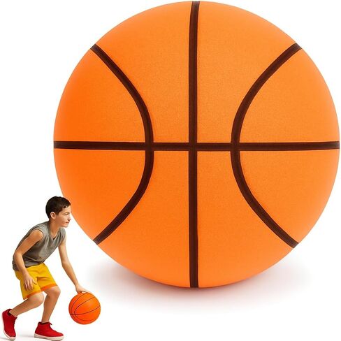 2026 Silent Basketball,Size 7 (29.5") Quiet Indoor Dribbling Ball for Kids, Teens & Adults,Airless PU Foam, Real Feel Grip, High Bounce, for Basketball Lovers & Home Sports Fun in Saudi Arabia