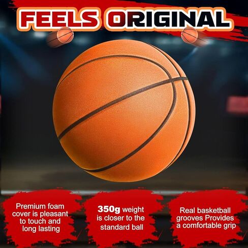 2026 Silent Basketball,Size 7 (29.5") Quiet Indoor Dribbling Ball for Kids, Teens & Adults,Airless PU Foam, Real Feel Grip, High Bounce, for Basketball Lovers & Home Sports Fun in Saudi Arabia