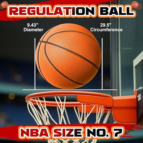 2026 Silent Basketball,Size 7 (29.5") Quiet Indoor Dribbling Ball for Kids, Teens & Adults,Airless PU Foam, Real Feel Grip, High Bounce, for Basketball Lovers & Home Sports Fun in Saudi Arabia