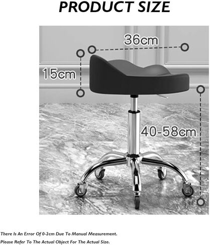 Adjustable Saddle Stool with Backrest, Ergonomic Rolling Chair, 40-58cm Height Range, PU Leather Cushion, 360° Swivel, Heavy Duty for Tattoo Artists, Dentists, & Stylists(Beige) in Saudi Arabia