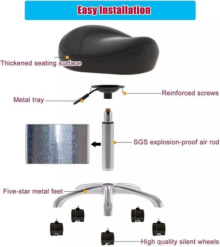 Saddle Chair with Adjustable Height 36-50cm, Ergonomic Rolling Stool 360° Swivel PU Wheels, Metal Base, Comfortable Office & Salon Seat for Dental, Tattoo Beauty Artists(Brown) in Saudi Arabia