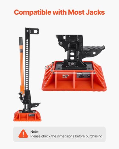 VEVOR High Lift Jack Base and Handle Keeper, 11.6" x 11.6" Off Road Jack Stand Base with 7000 Pound Capacity, Heavy-Duty Farm Jacks Support Stand for Most Jacks with 7.3" x 4.7" Base, Red in Saudi Arabia