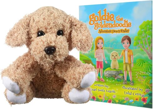 Goldie the GoldEndoodle المحشو بالحيوان وحائز على جائزة الأطفال القصيرة ، قصص القصص القصيرة مع ultra Golden Retriever محشو بالحيوان مع مجموعة القصص القصيرة (الأعمار 3-8) in Kuwait