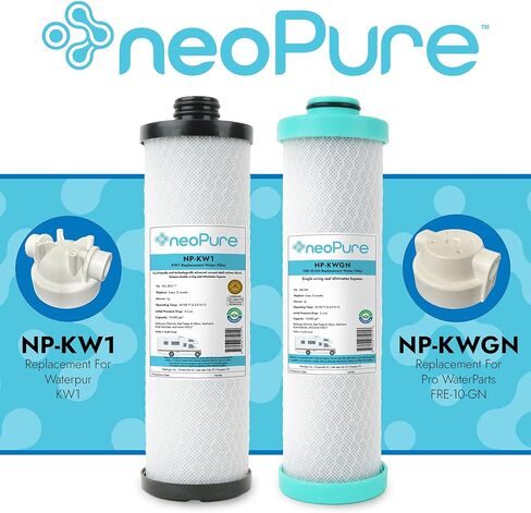 Neo-Pure KW1 Replacement Filter Cartridge – Compatible with Select Under-Sink Filtration Systems, Carbon Block Water Filter for RCS/FR1 Housings in Forest River Campers, Boats, and RVs in Saudi Arabia