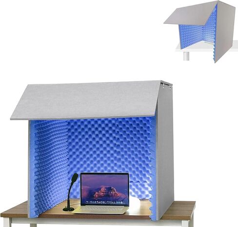Desktop Soundproof Cover, Self Made Sound Booth Box, Portable Recording Booth, Microphone Isolation Booth Box, for CrispDry Echo Free Vocals at Home & On The Road,Yellow-80 * 80 * 80cm in Saudi Arabia