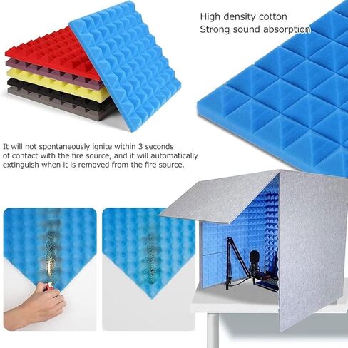 Portable Vocal Recording Booth Isolation Booth Desktop Soundproof Cover Self Made Sound Booth Box Vocal Absorbing Shield High Density Absorbent Foam to Filter Vocal,Yellow-80 * 80cm in Saudi Arabia