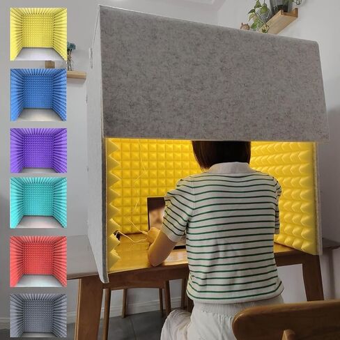 Desktop Soundproof Cover, Portable Vocal Booth for Recording, Microphone Recording Equipment, Isolation Booth for Recording Studio, Podcasts, Singing, and Broadcasting,Yellow-80 * 80 * 80cm in Saudi Arabia