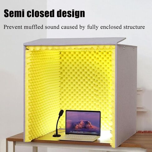 Desktop Soundproof Cover, Portable Vocal Booth for Recording, Microphone Recording Equipment, Isolation Booth for Recording Studio, Podcasts, Singing, and Broadcasting,Yellow-80 * 80 * 80cm in Saudi Arabia