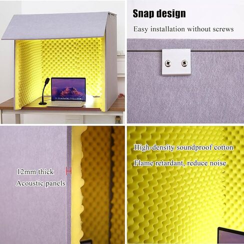 Desktop Soundproof Cover, Portable Vocal Booth for Recording, Microphone Recording Equipment, Isolation Booth for Recording Studio, Podcasts, Singing, and Broadcasting,Yellow-80 * 80 * 80cm in Saudi Arabia