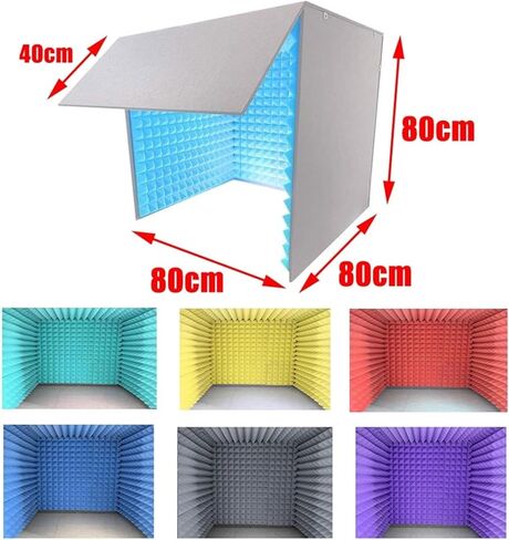 Desktop Soundproof Cover, Portable Vocal Booth for Recording, Microphone Recording Equipment, Isolation Booth for Recording Studio, Podcasts, Singing, and Broadcasting,Yellow-80 * 80 * 80cm in Saudi Arabia