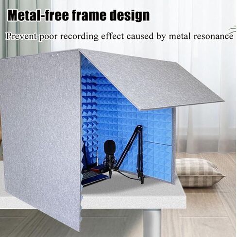 Desktop Soundproof Cover, Portable Vocal Booth for Recording, Microphone Recording Equipment, Isolation Booth for Recording Studio, Podcasts, Singing, and Broadcasting,Yellow-80 * 80 * 80cm in Saudi Arabia