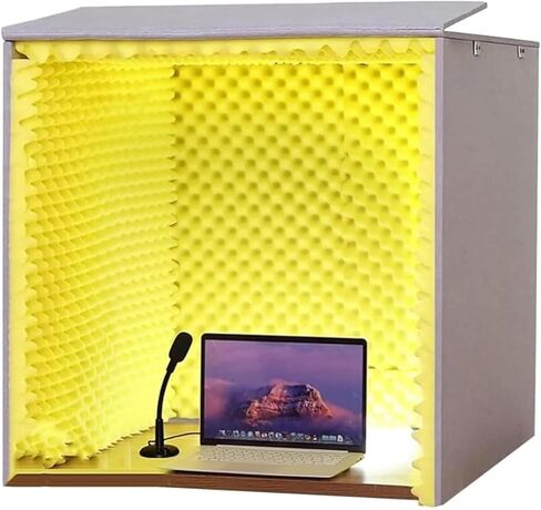 Desktop Acoustic Enclosures, Portable Vocal Booths, Homemade Portable Vocal Booth Boxes, Acoustic Enclosures for Vocals, Acoustic Foam Panels for Filtering Vocals,Yellow-80x80x80CM in Saudi Arabia