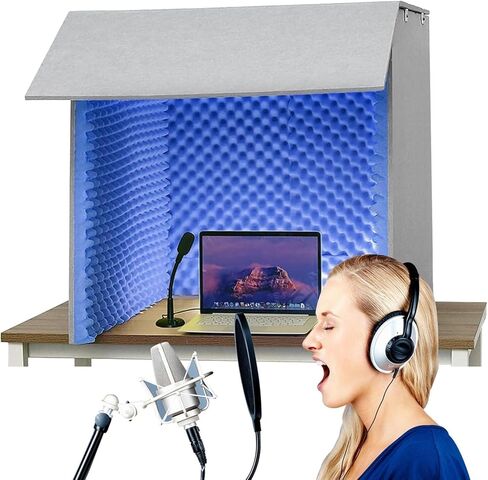Portable Studio Equipment, Soundproof Booths, Microphone Isolators, Desktop Soundproof Enclosures for Recording Studio-Quality Audio,Lake Blue-80 * 80 * 80cm in Saudi Arabia