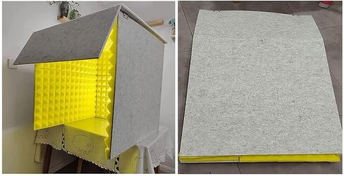 Soundproof Booth Desktop Partition Booth with Top Panel Home-Made Portable Studio Enclosure for Music Studio Bedroom Home, Noise Reduction/Yellow,Grey in Saudi Arabia