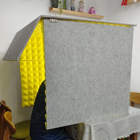Soundproof Booth Desktop Partition Booth with Top Panel Home-Made Portable Studio Enclosure for Music Studio Bedroom Home, Noise Reduction/Yellow,Grey in Saudi Arabia